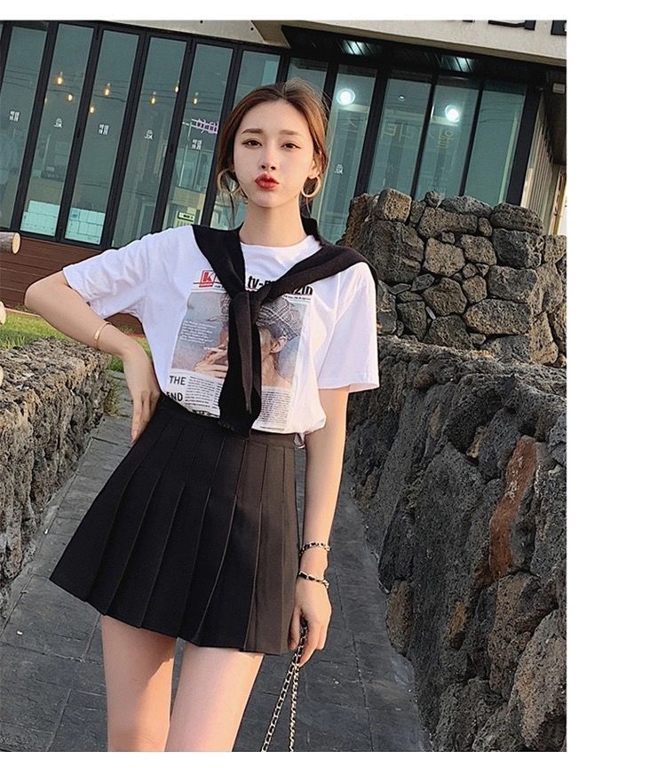 High Waist Pleated Skirt