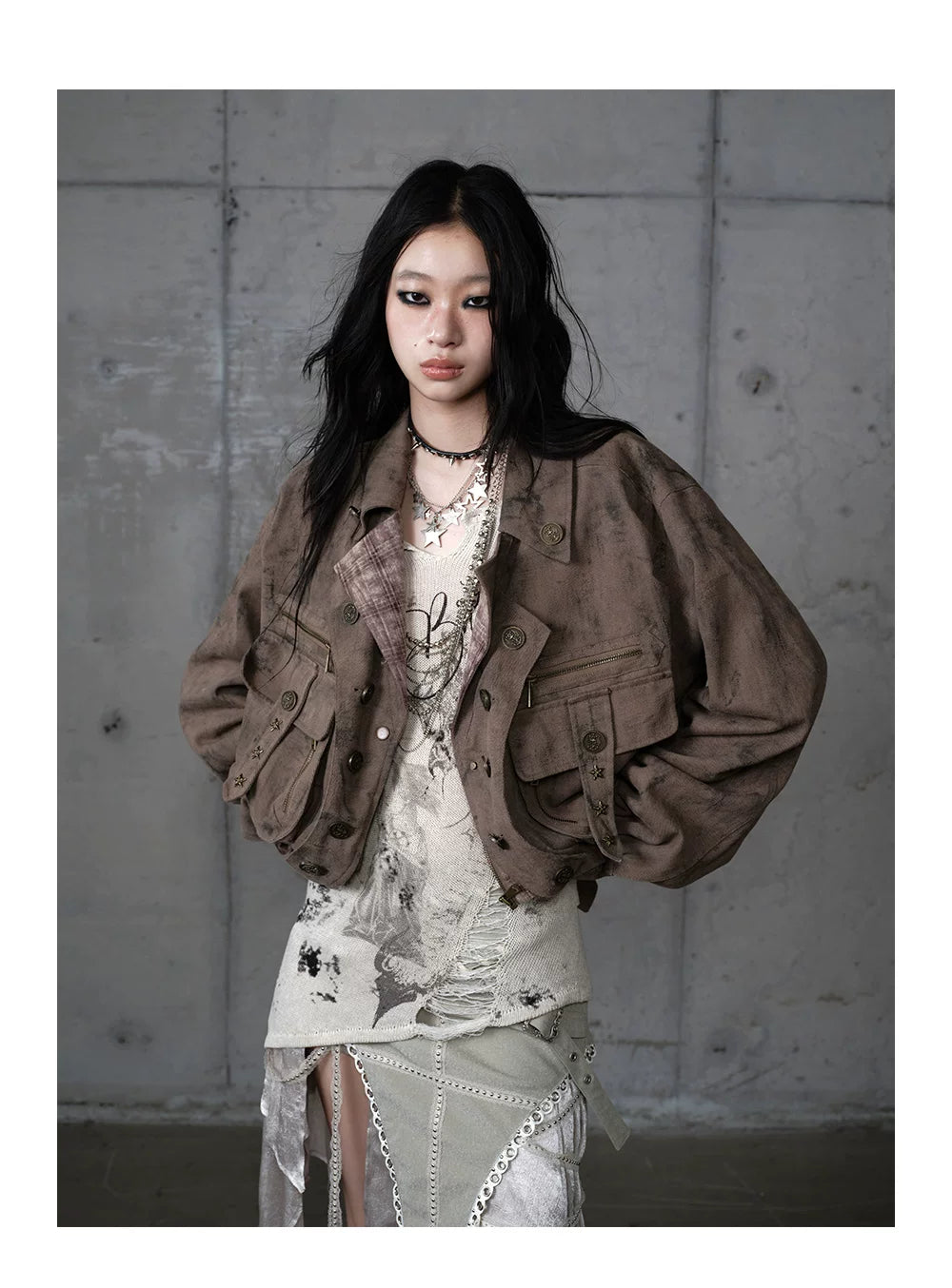 Patchwork Plaid Punk Work Jacket