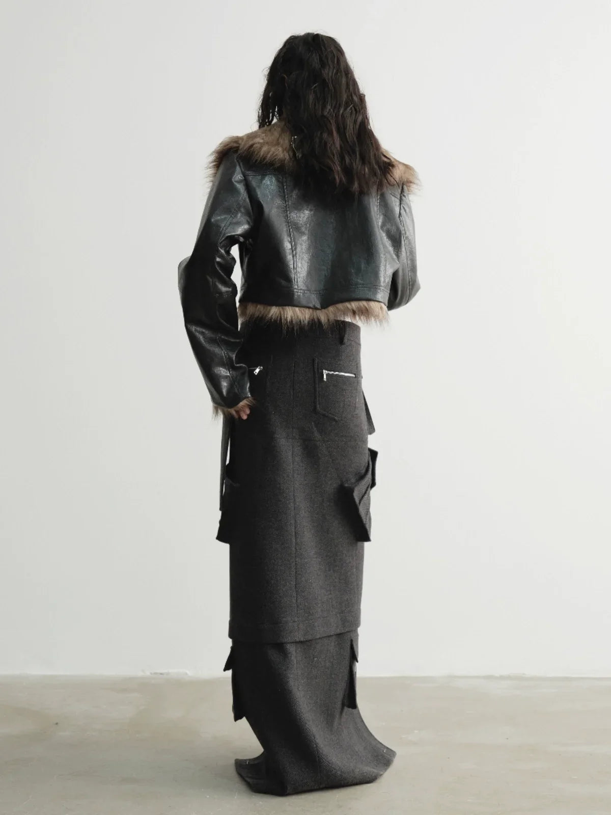 Reversible Fake Fur PU Leather Jacket