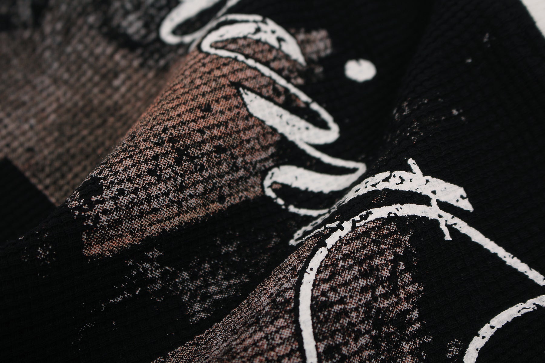 Waffle Graffiti Print Oversize Short Sleeve T-Shirt