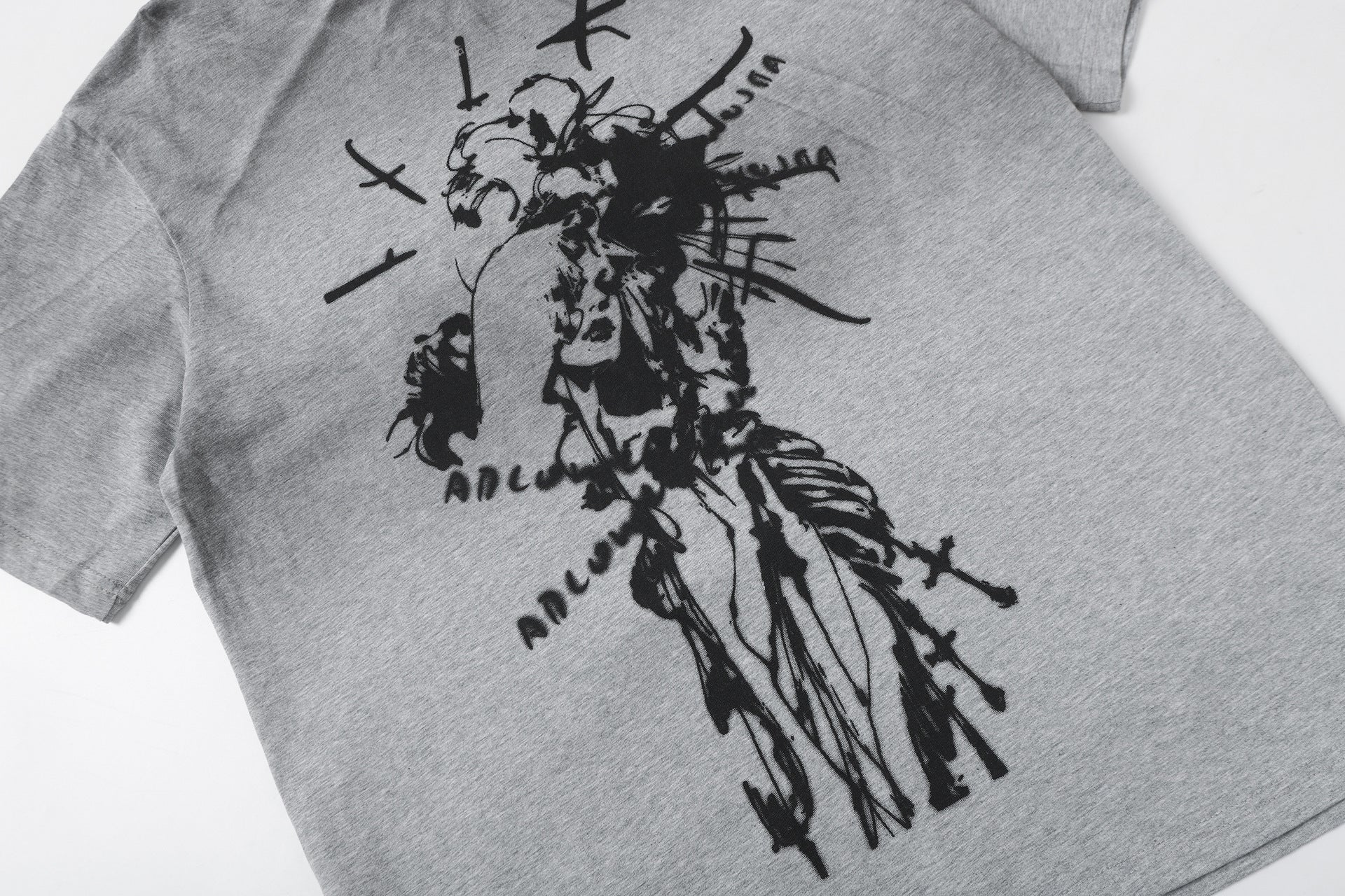Washed Graphic Art Print Short Sleeve T-Shirt