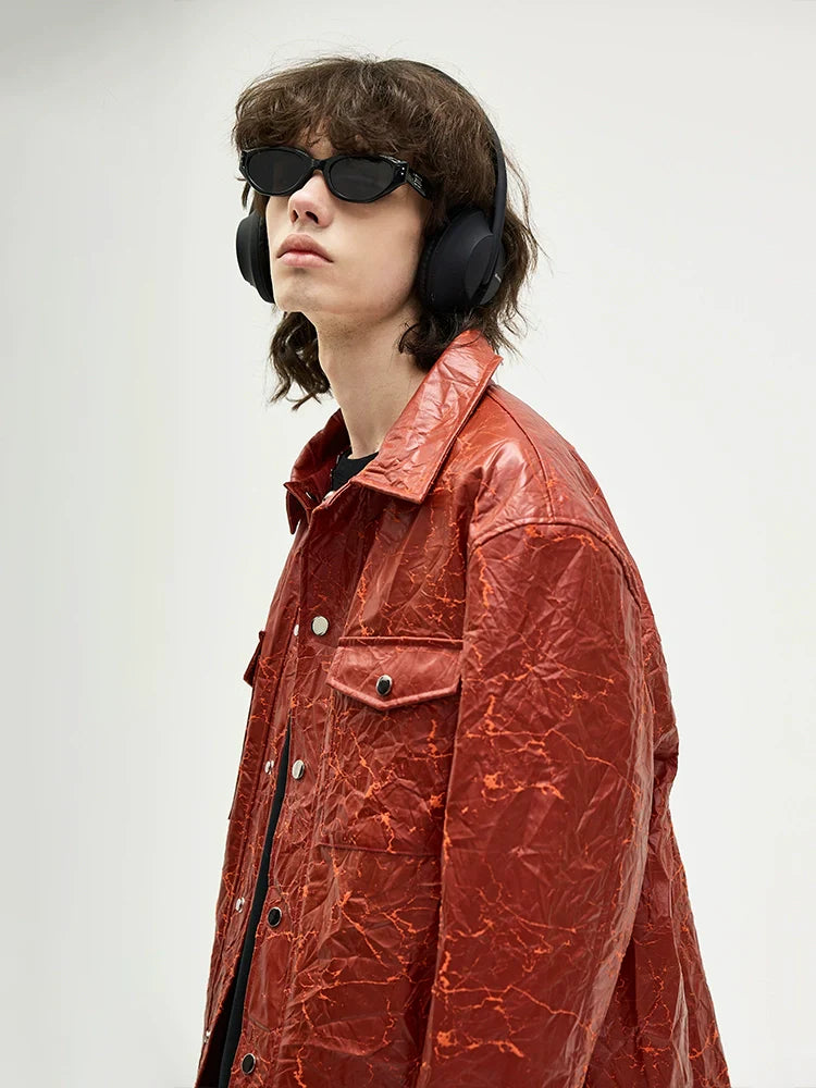 Wrinkle PU Leather Jacket