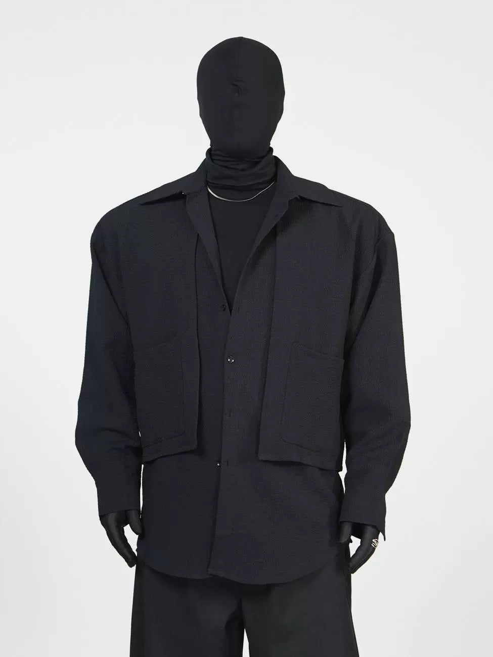 Fake Layered Plain Long Sleeve Shirt