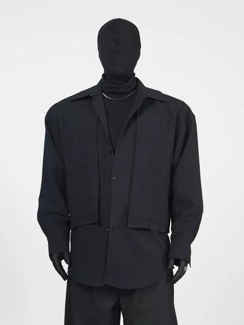 Langarmshirt mit Fake-Layer-Optik - Schwarz / S