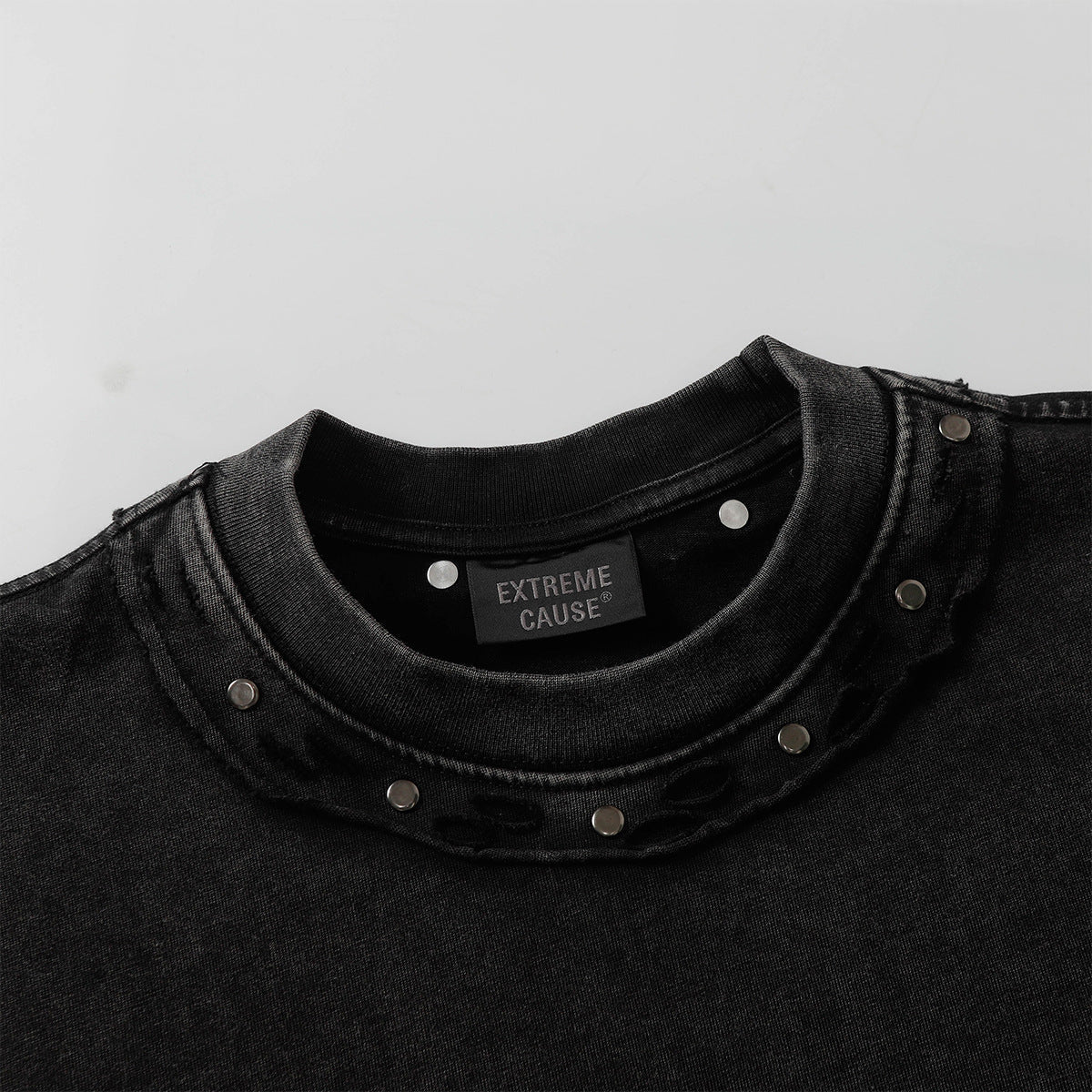 Heavy Washed Fade Stitching Short Sleeve T-Shirt