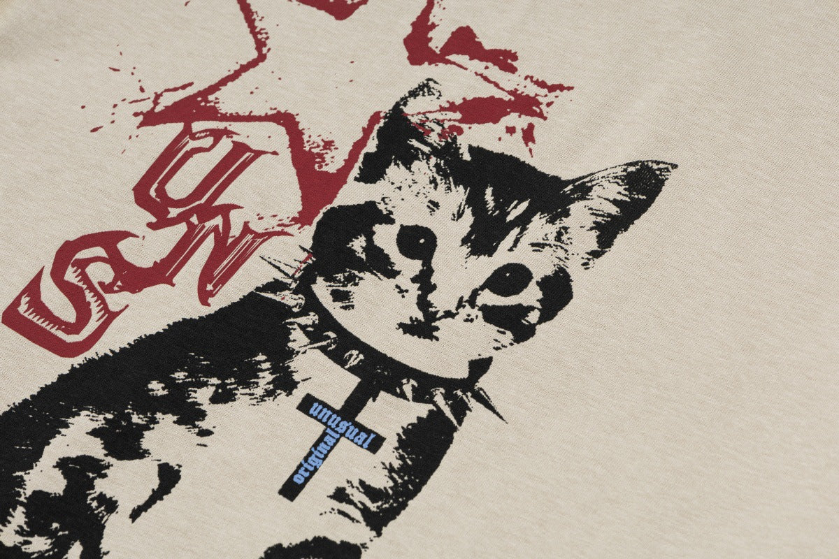 Painting Cat Graphic Short Sleeve T-Shirt