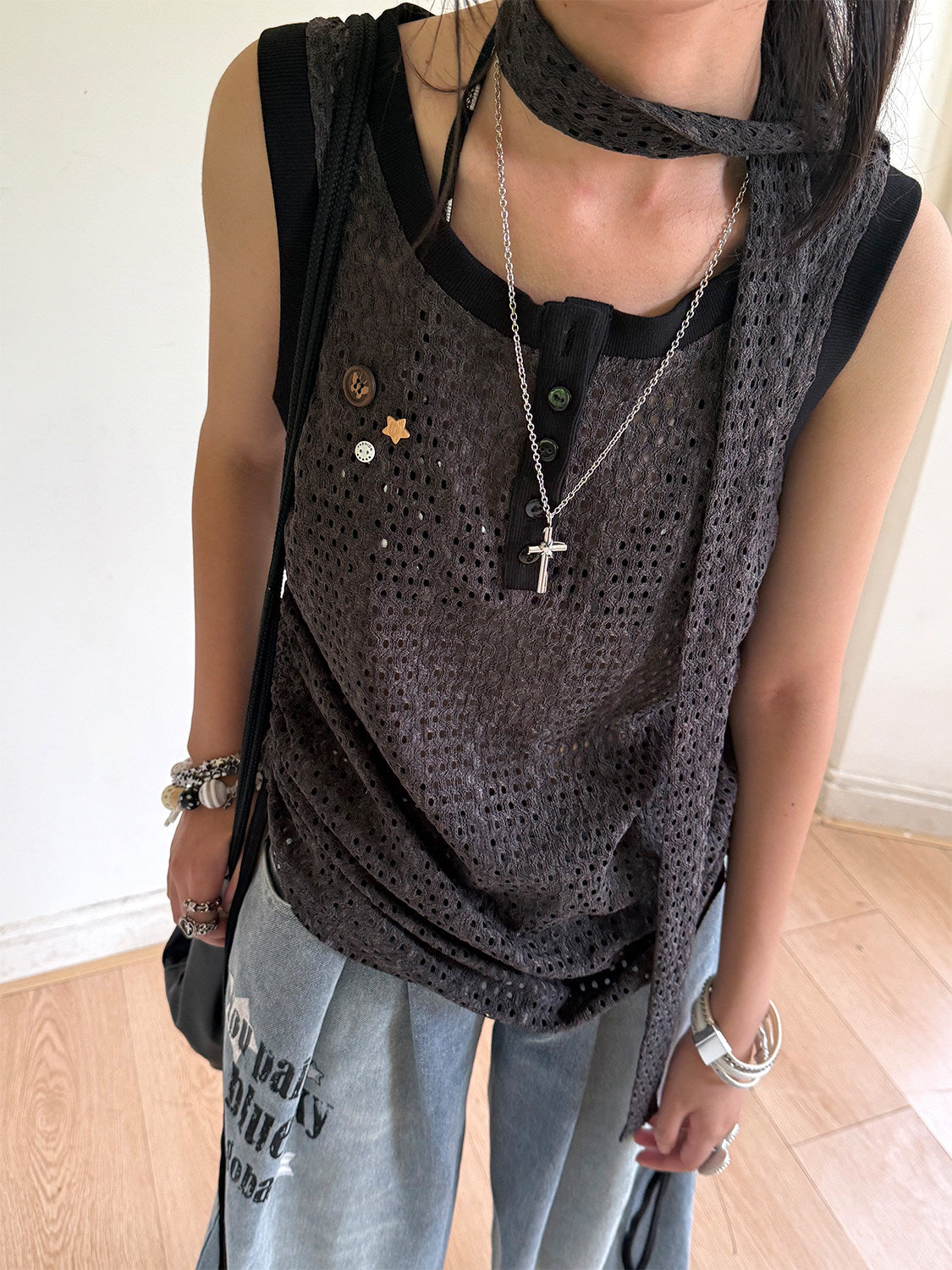 Strap Detail Oversize Tank Top