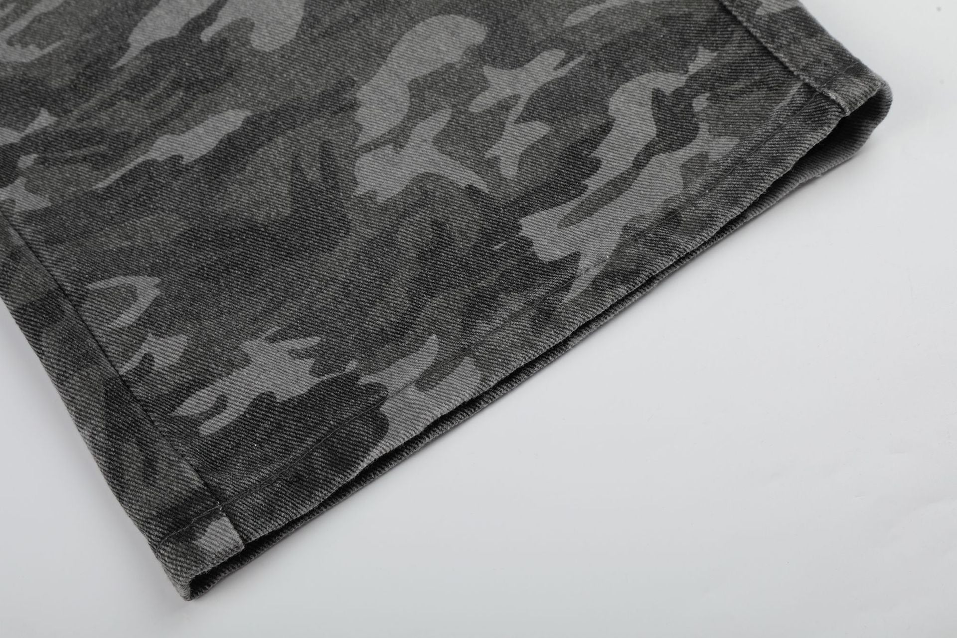 Camo Rivet Curved Wide Leg Denim Jeans