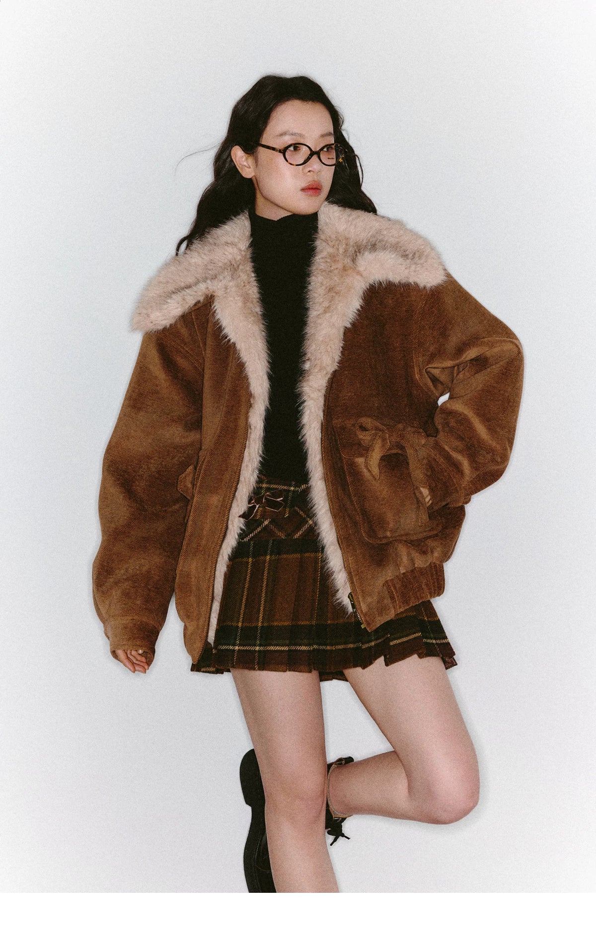 Plaid Pleated Short Skirt