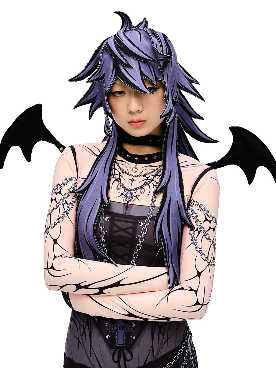 Vestido de sirena de manga larga con estampado de grafiti