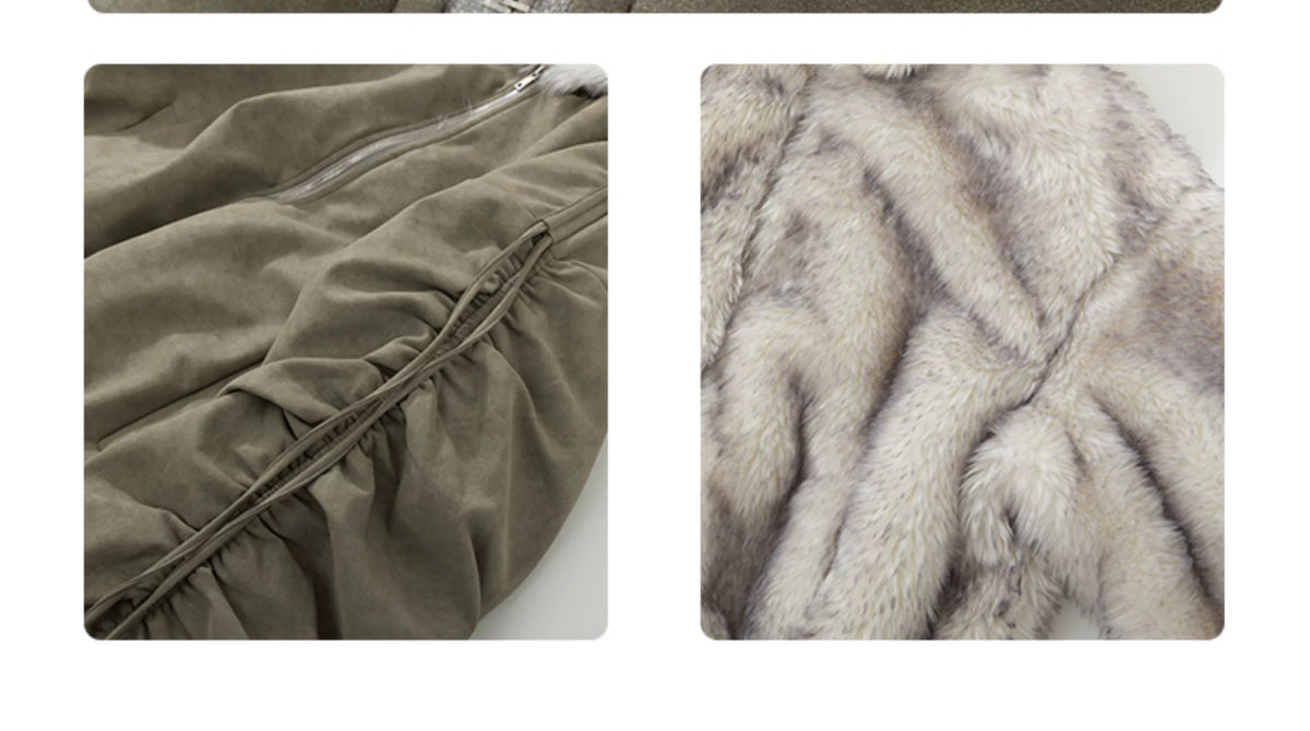 Reversible Suede Oversize Thick Fur Jacket