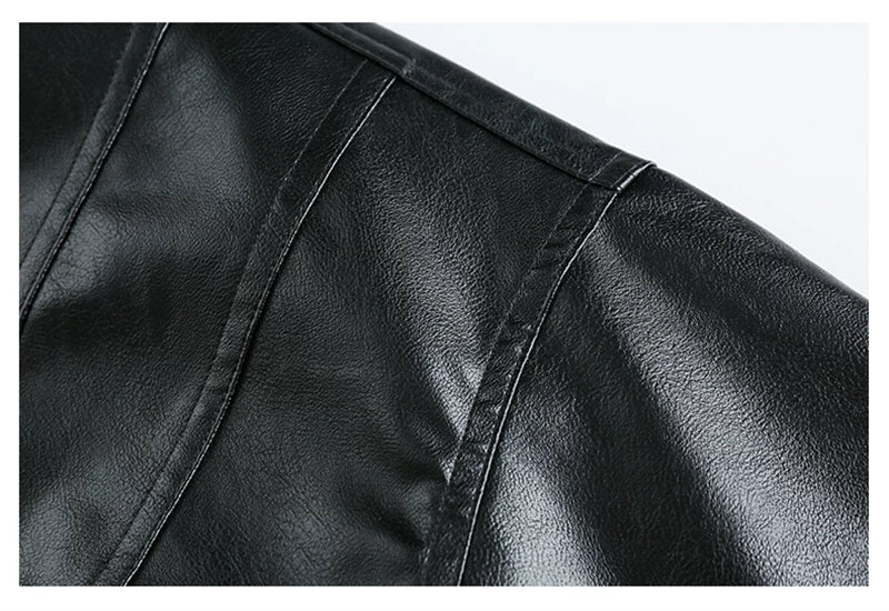 Oversized Standing-Collar PU Leather Jacket