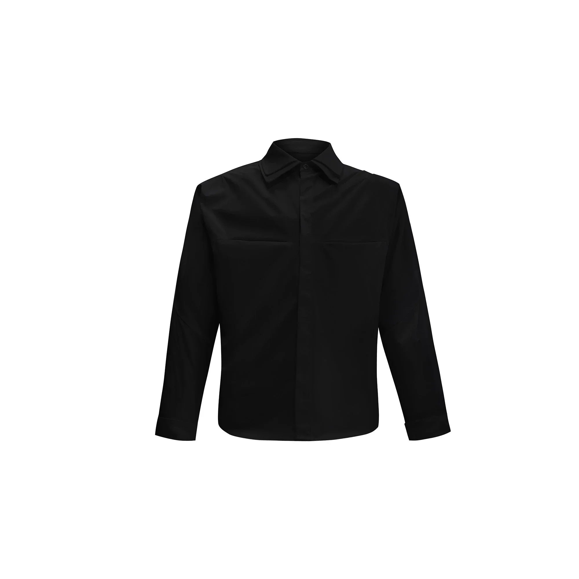 Double Layered Collar Shoulder Pads Plan Shirt