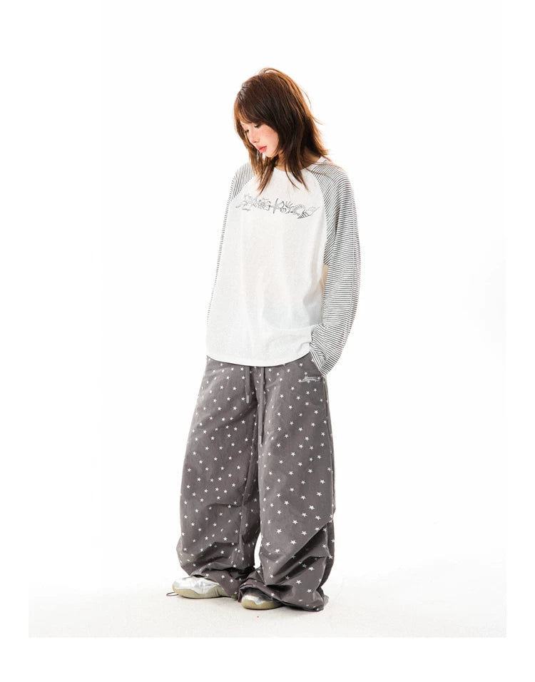 Allover Star Print Wide-Leg Pants