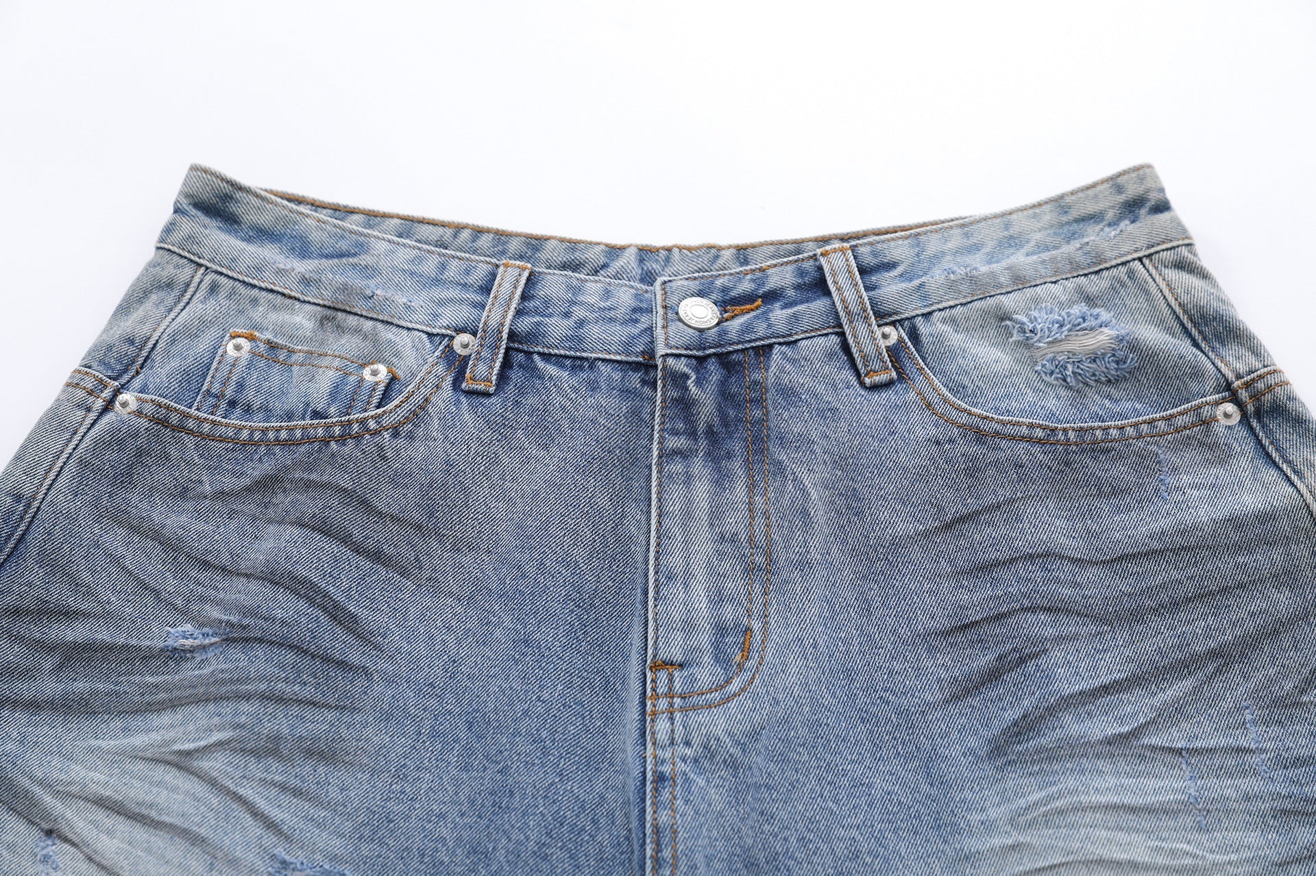 Frayed Damage Denim Jort