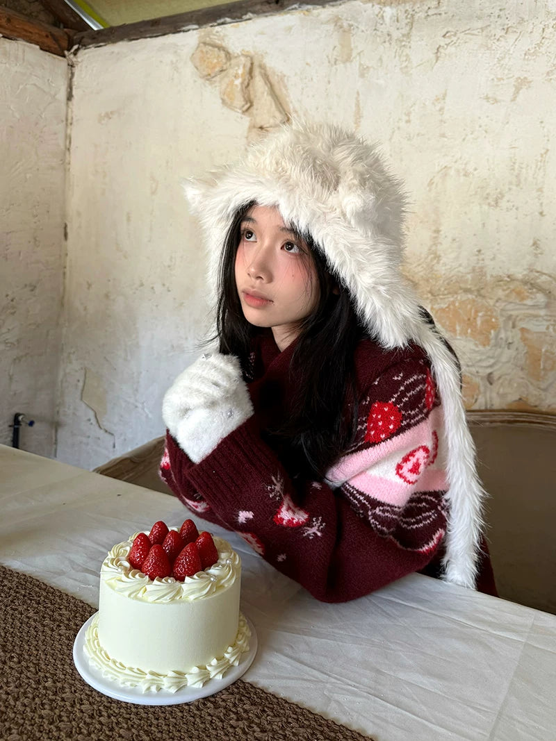 Strawberry Cake Knit Cardigan