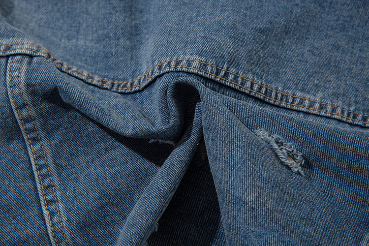 Ripped Cropped Denim Jacket