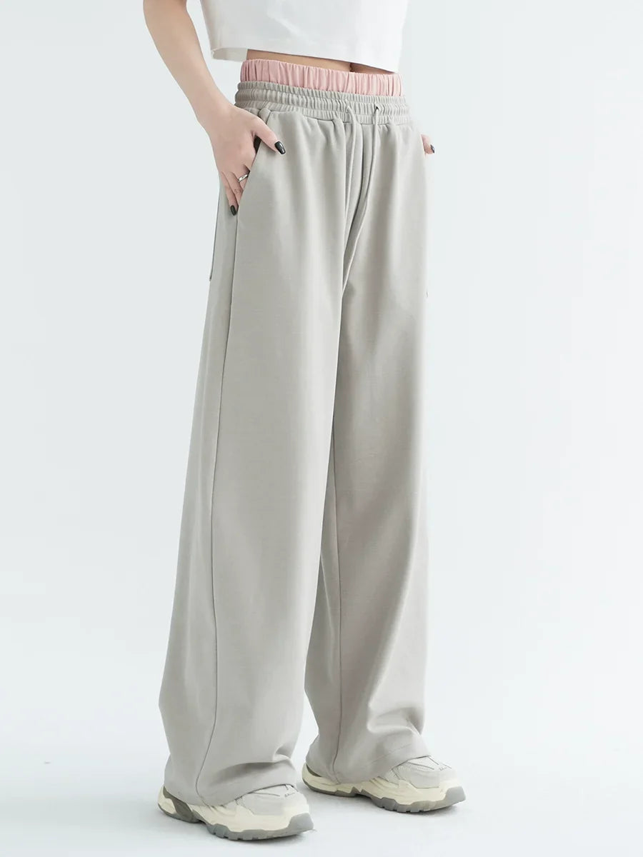 Double Waist Casual Straight Sweatpants