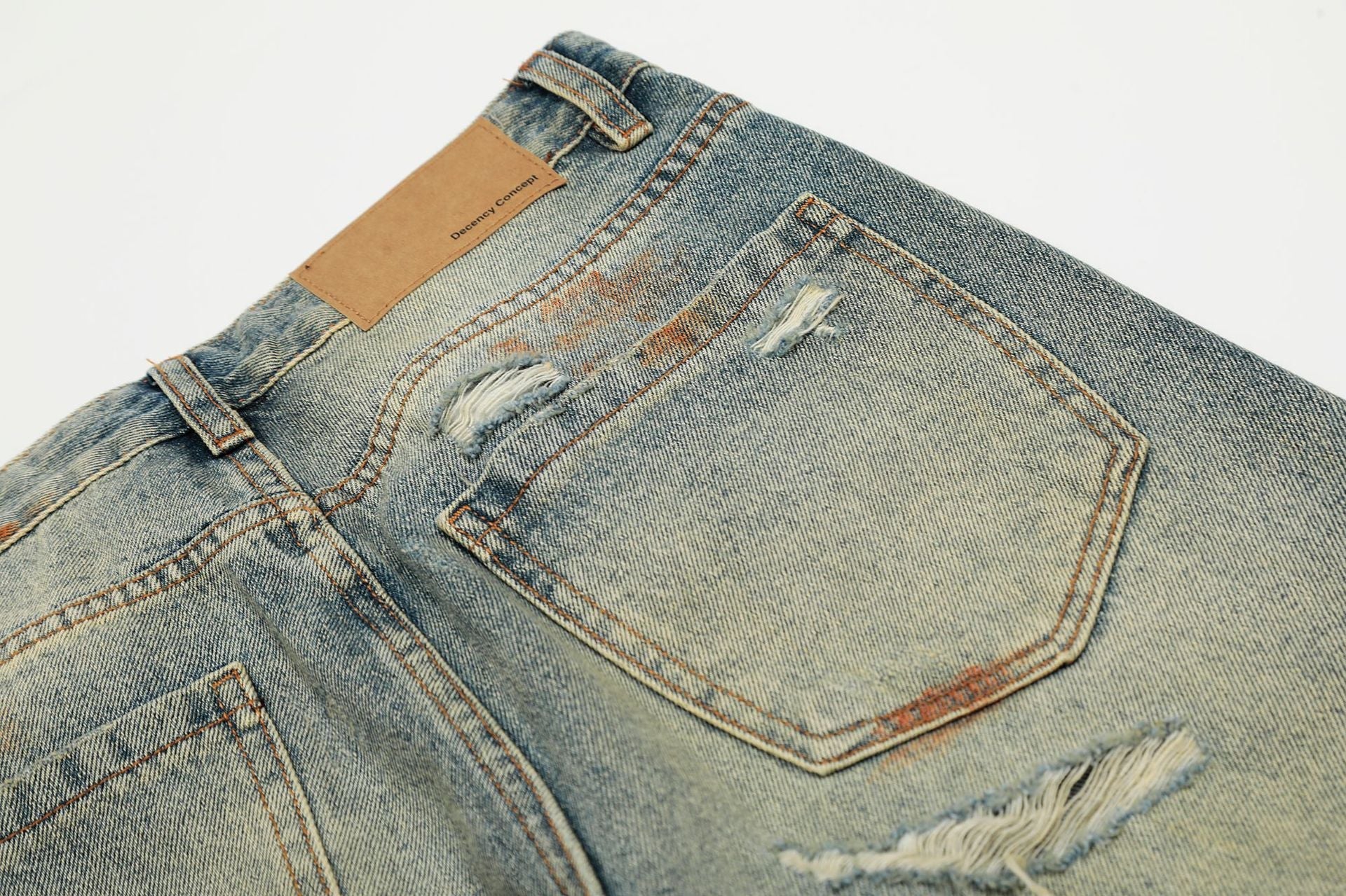 Dirty Washed Damage Flare Denim Jeans