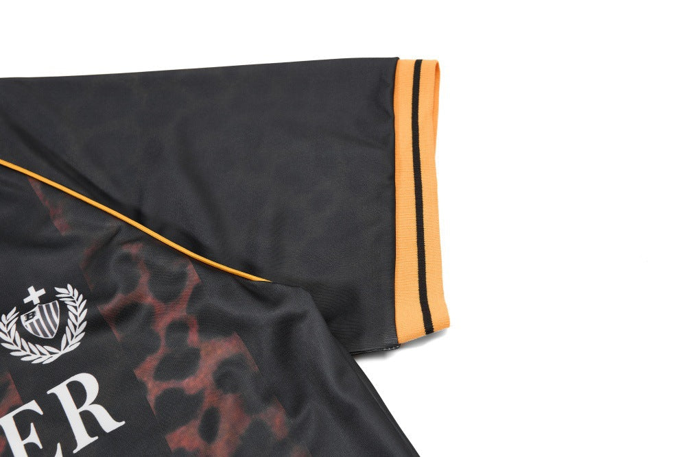Leopard Print V-Neck Polo Shirt