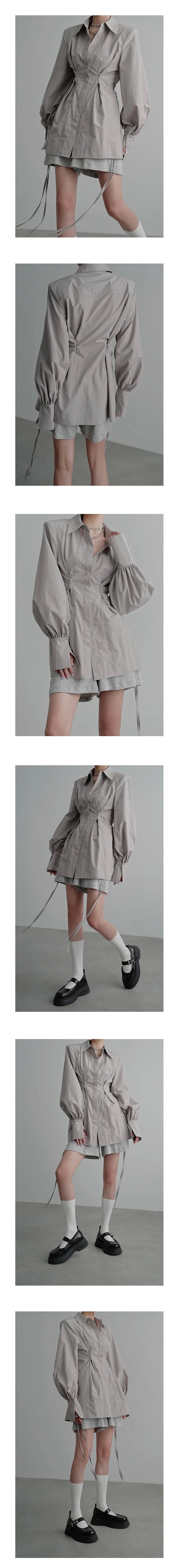 Chemise longue à taille cintrée et fermeture éclair