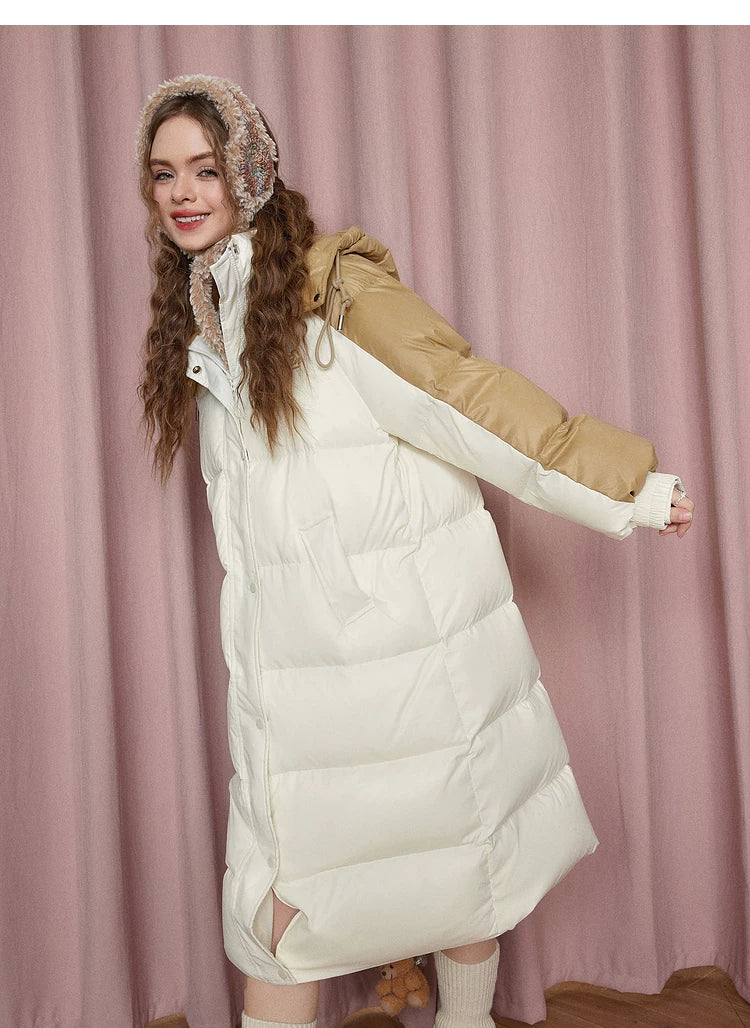 Stand Neck Long White Duck Down Coat
