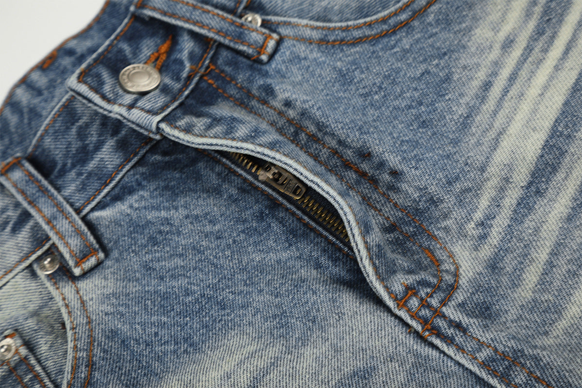 Washed Whisker Denim Jort