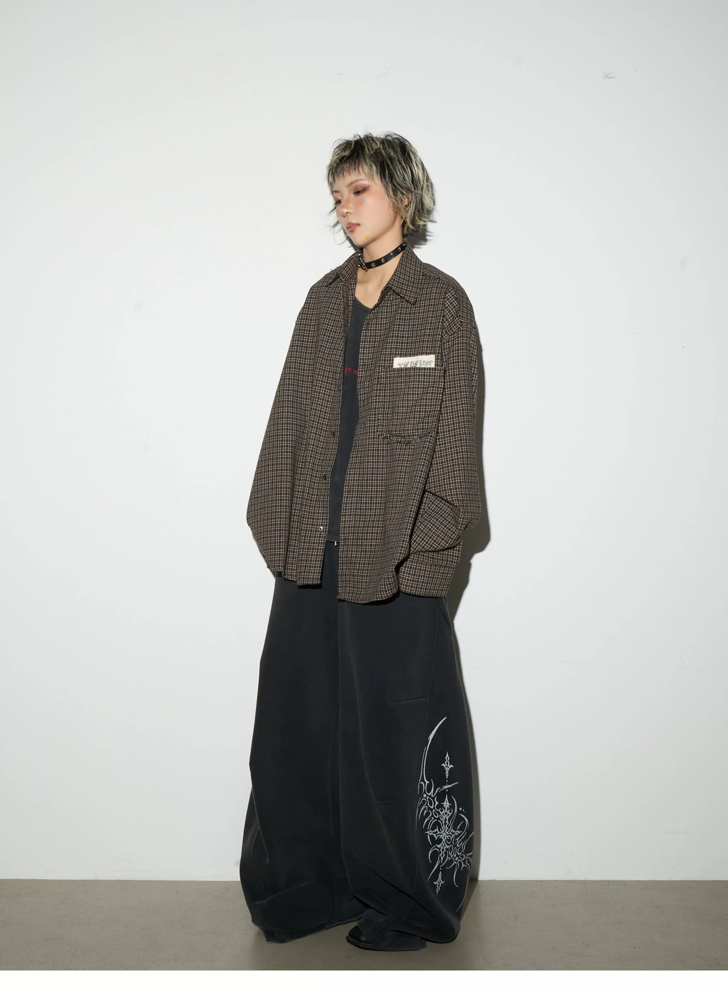 Graphic Print Oversize Zipper Hoodie & Wide Leg Sweatpants Setup