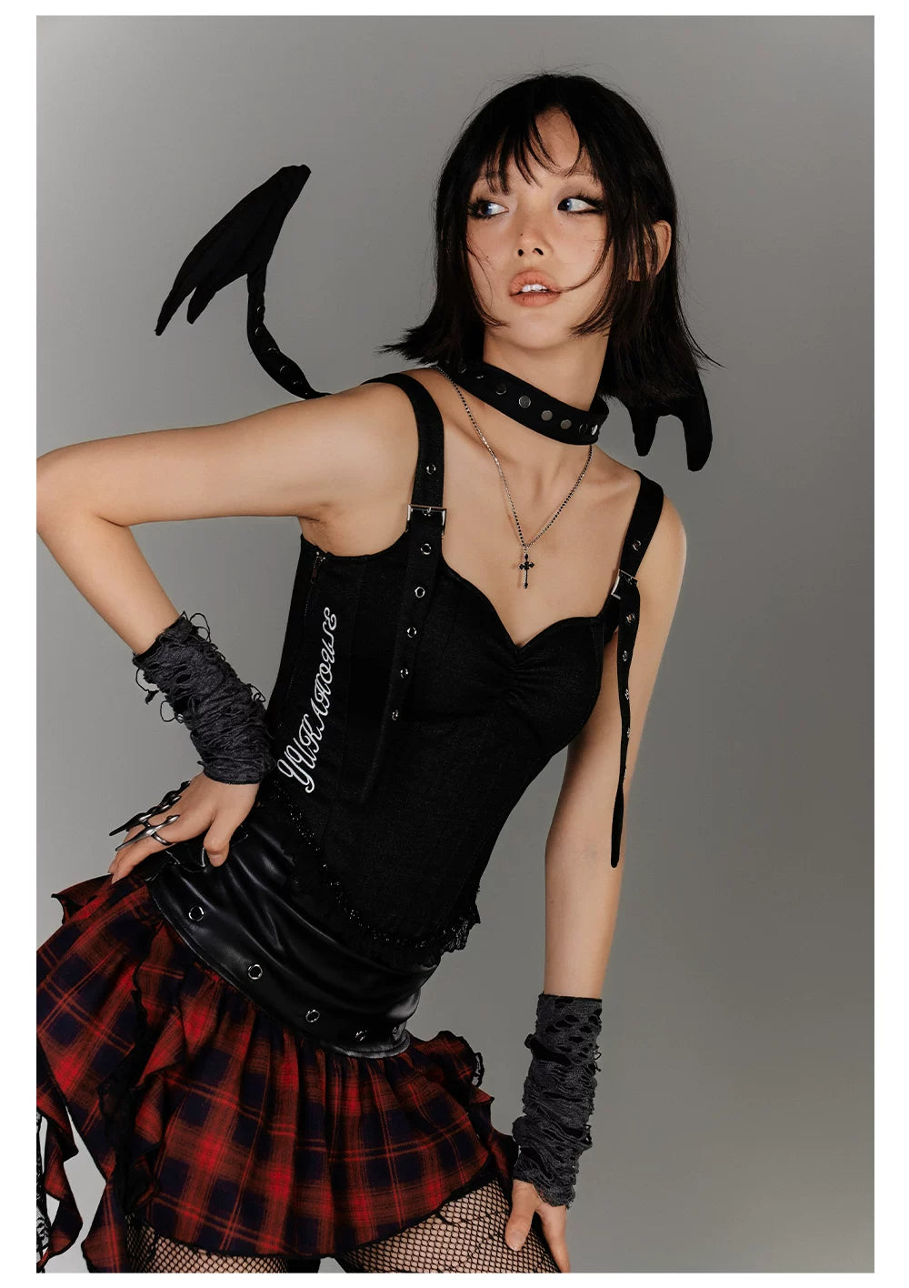 Strap Buckle Lace Corset Top