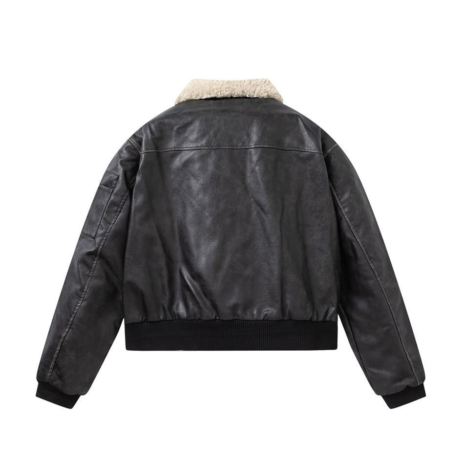 Veste de motard rétro en cuir PU