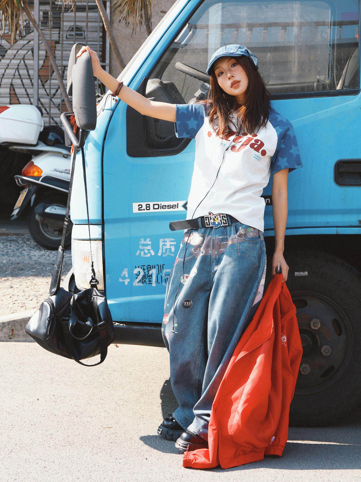 Raglan Sleeve Letter Print Fitted Short Sleeve T-Shirt