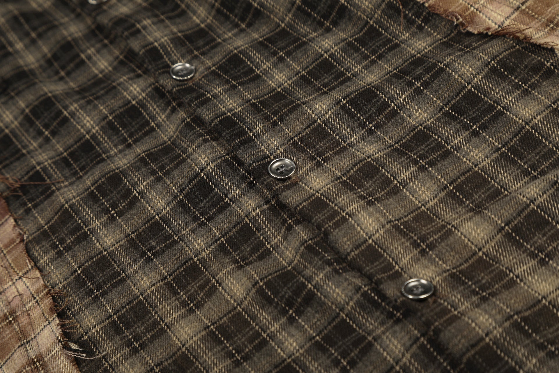 Plaid Washed Damage Long Sleeve Shirt