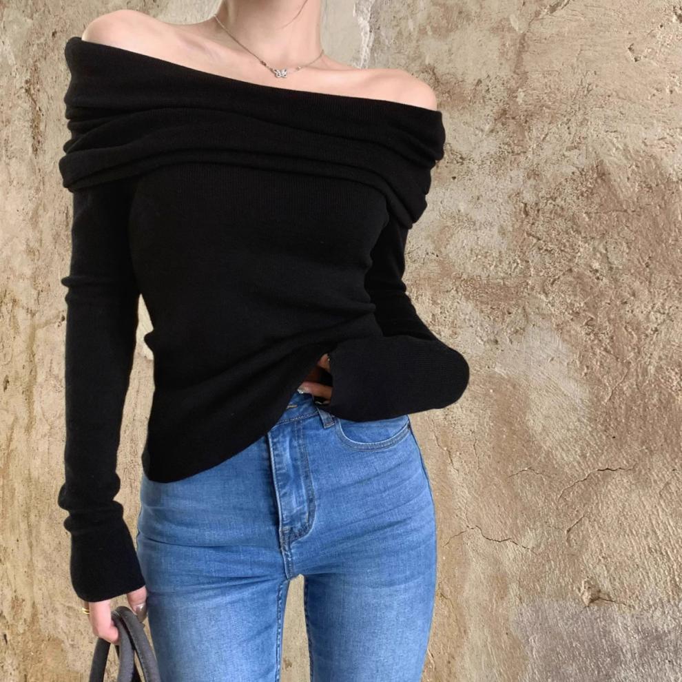 Basic One-Shoulder Knit Sweater