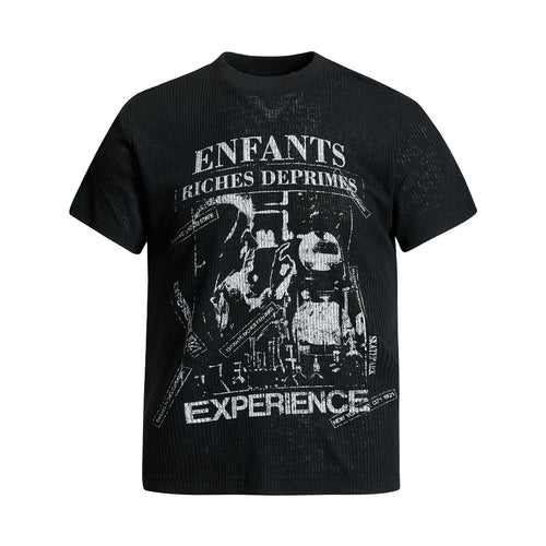 Ribbed Graphic Art Print Short Sleeve T-Shirt - Black / S