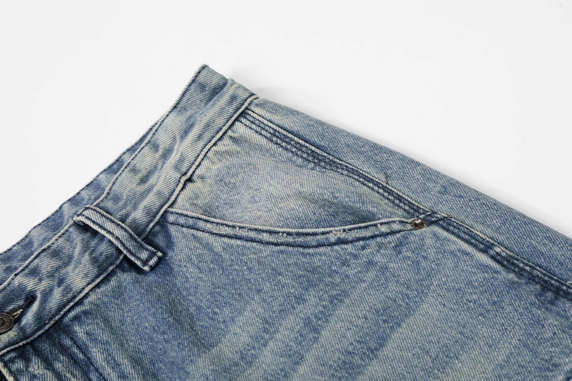 Washed Deconstruction Damage Wide Leg Denim Jeans