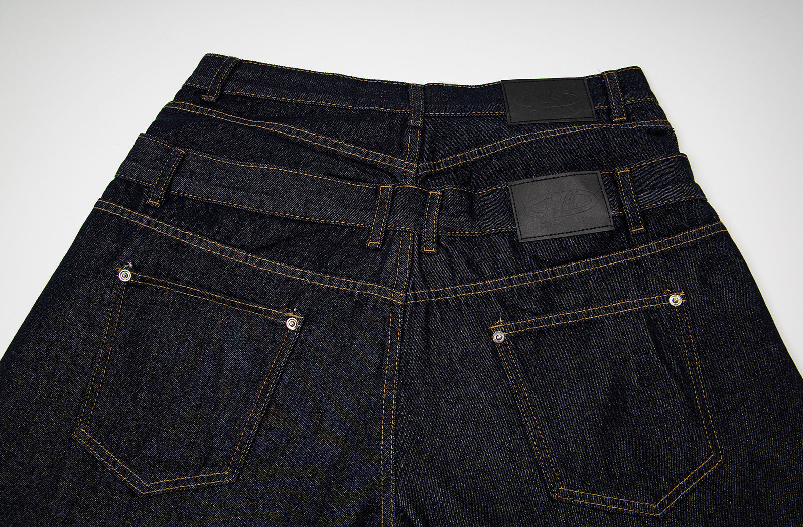Fake Layered Double-Waist Wide Leg Denim Short Pants