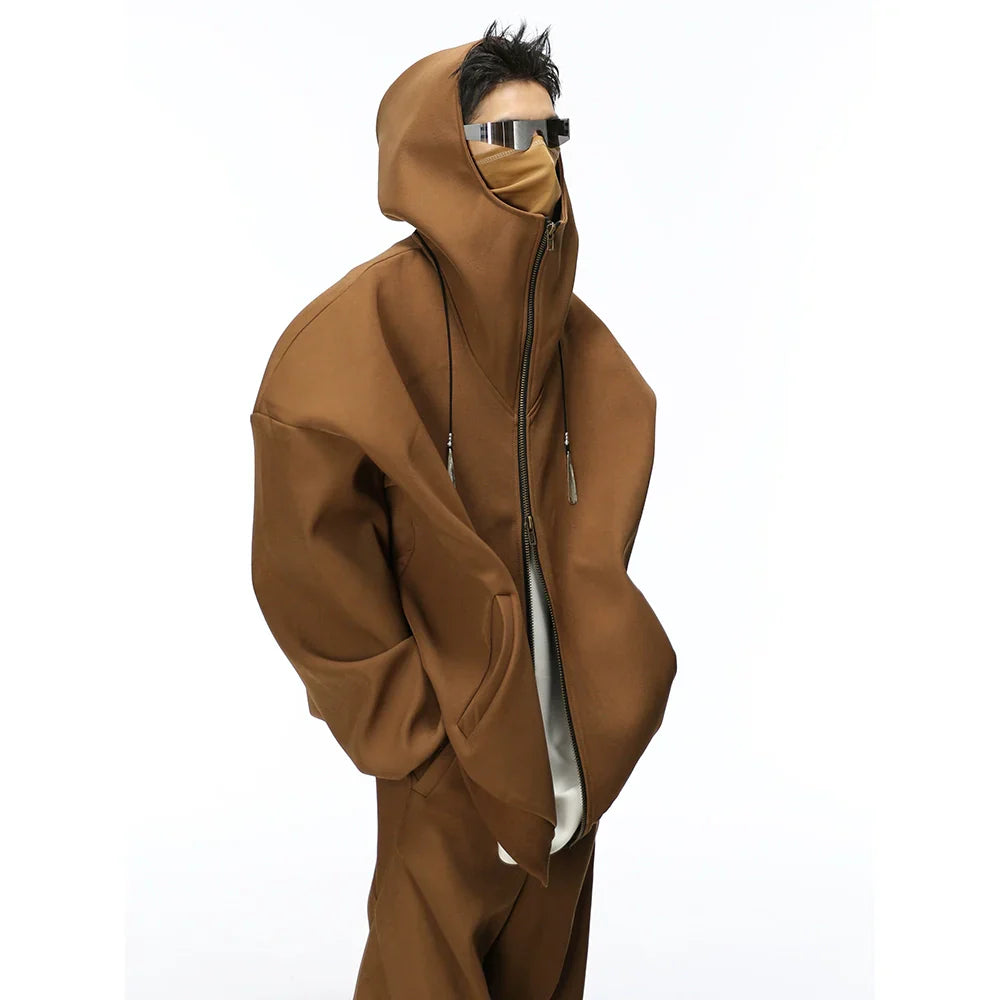 Oversize Hooded Jacket & Wide-leg Pleats Trousers Setup