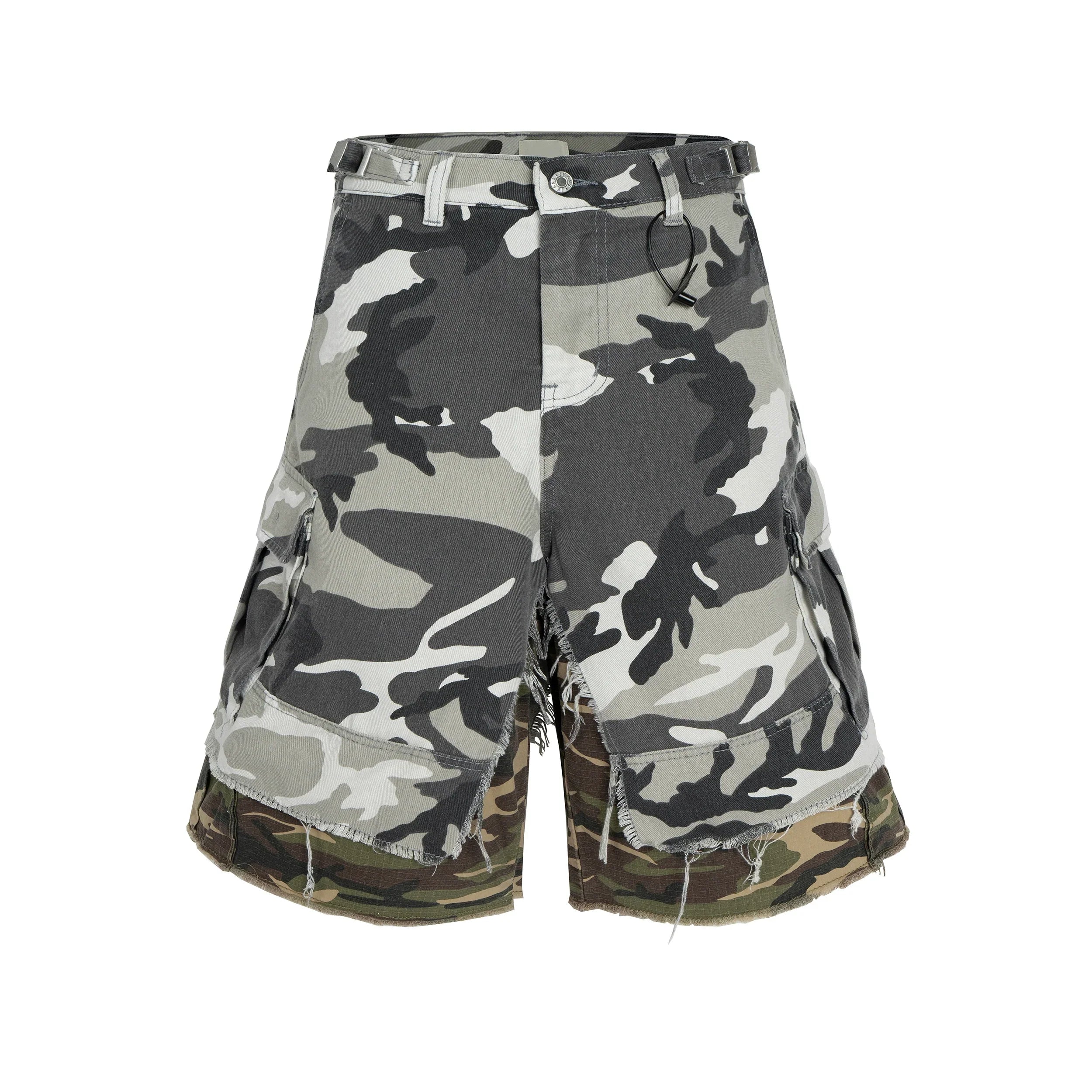 Double Layer Contrast Wash Wide Leg Short