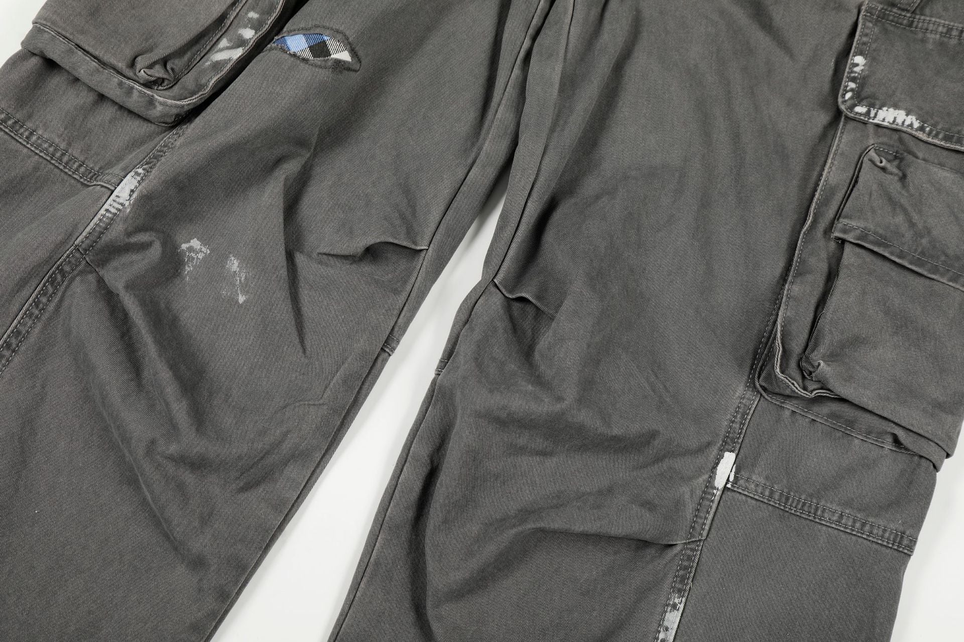 Damage Dirty Wide Leg Curved Cargo Pants
