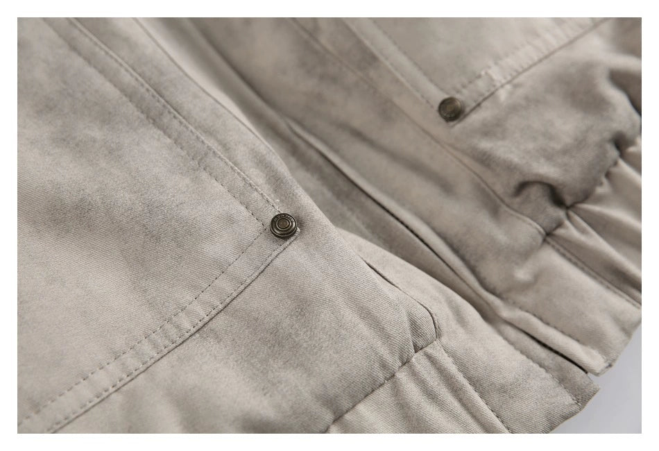 Distressed Stand Collar Jacket