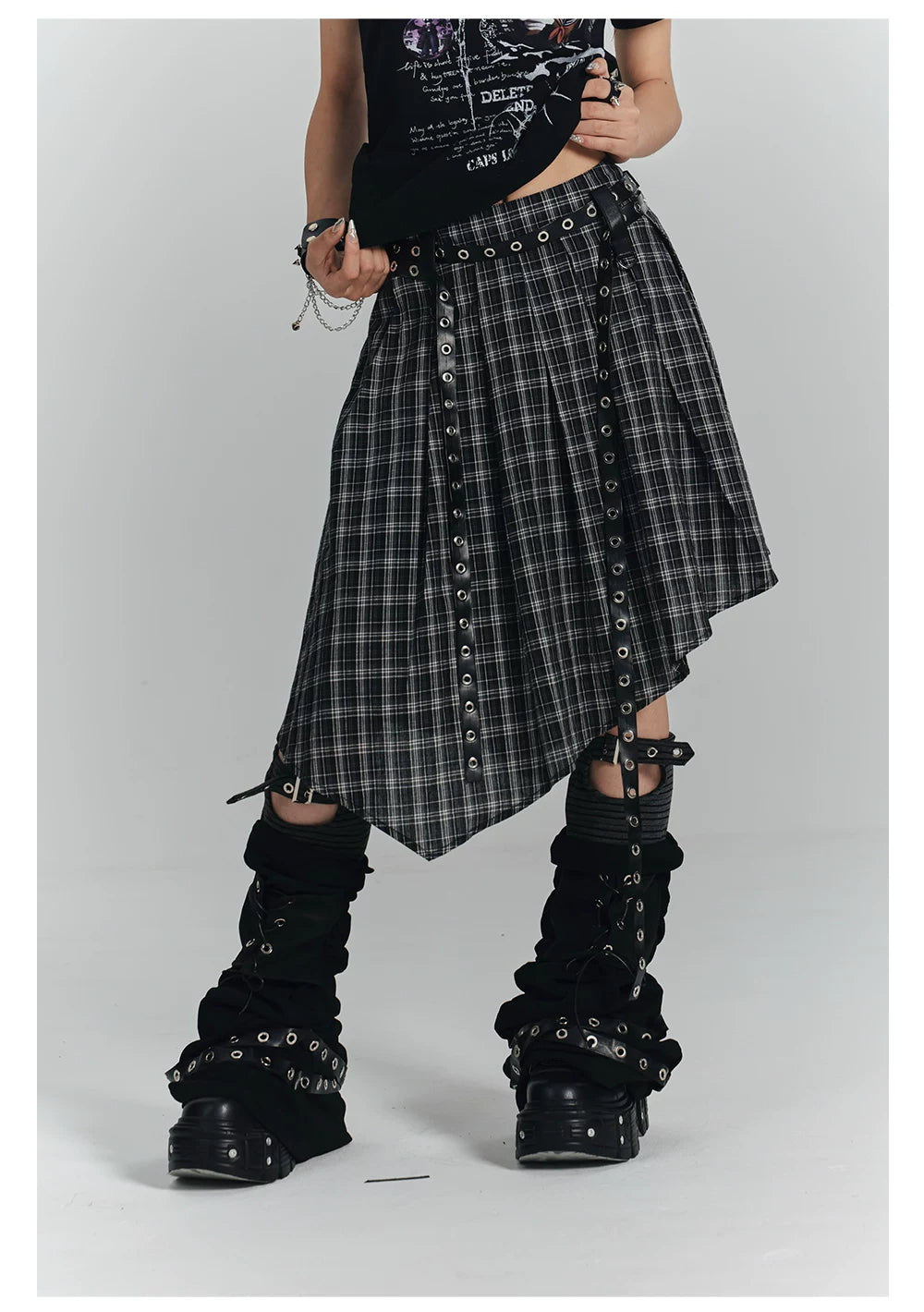 Irregular Plaid A-Line Skirt
