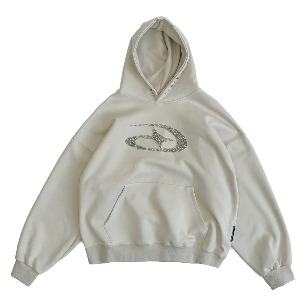 Studded Beaded Design Oversize Pullover Hoodie