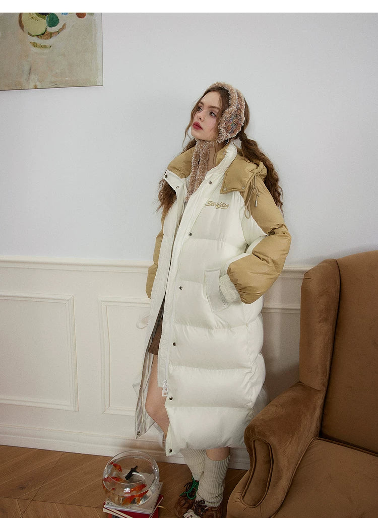 Stand Neck Long White Duck Down Coat