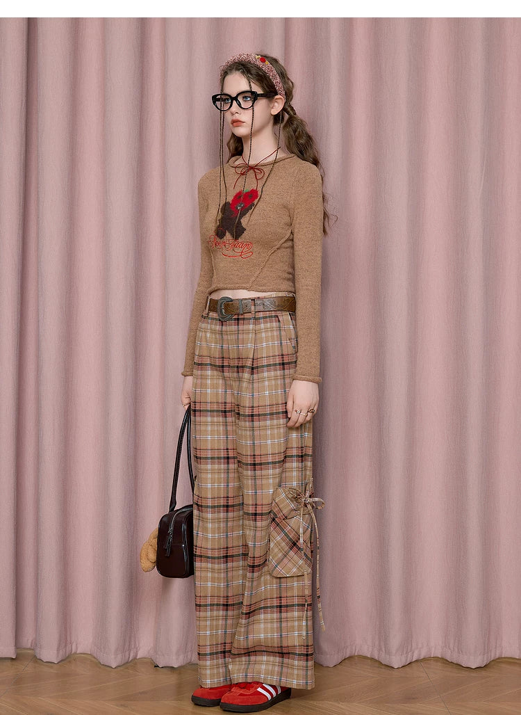 Plaid Wide-Leg Pants