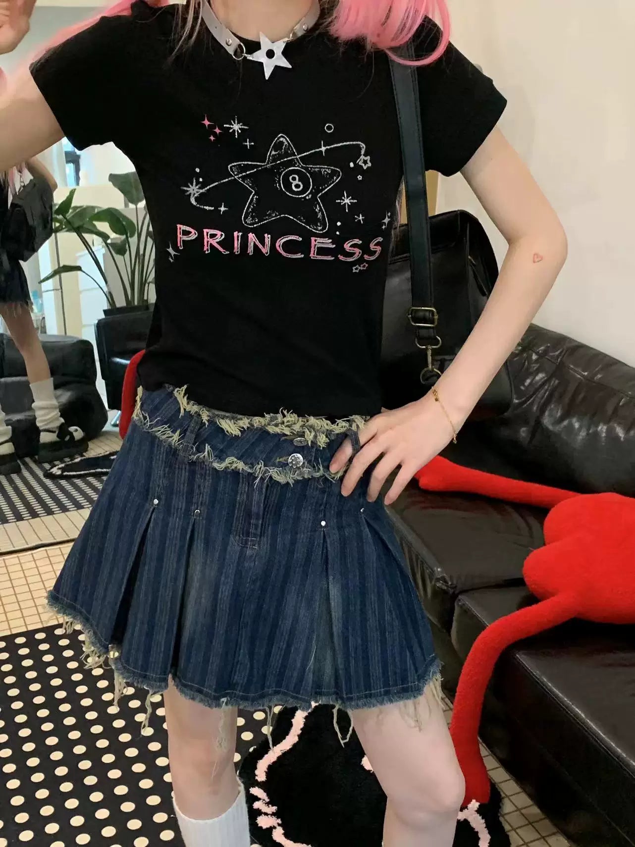 Rhinestone Graphic Print Short Sleeve T-Shirt