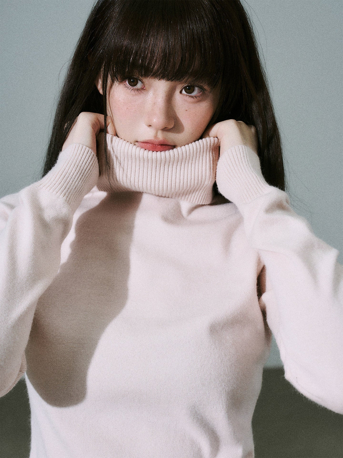 Stretch Warm High-Neck Knit Sweater