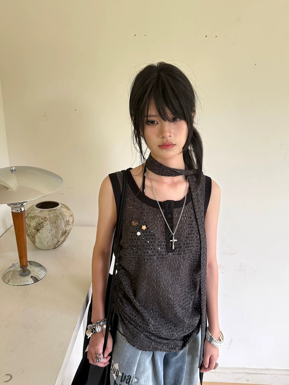 Strap Detail Oversize Tank Top