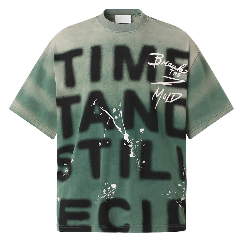 Washed Graffiti Letter Short-Sleeved T-shirt - MADXMARX
