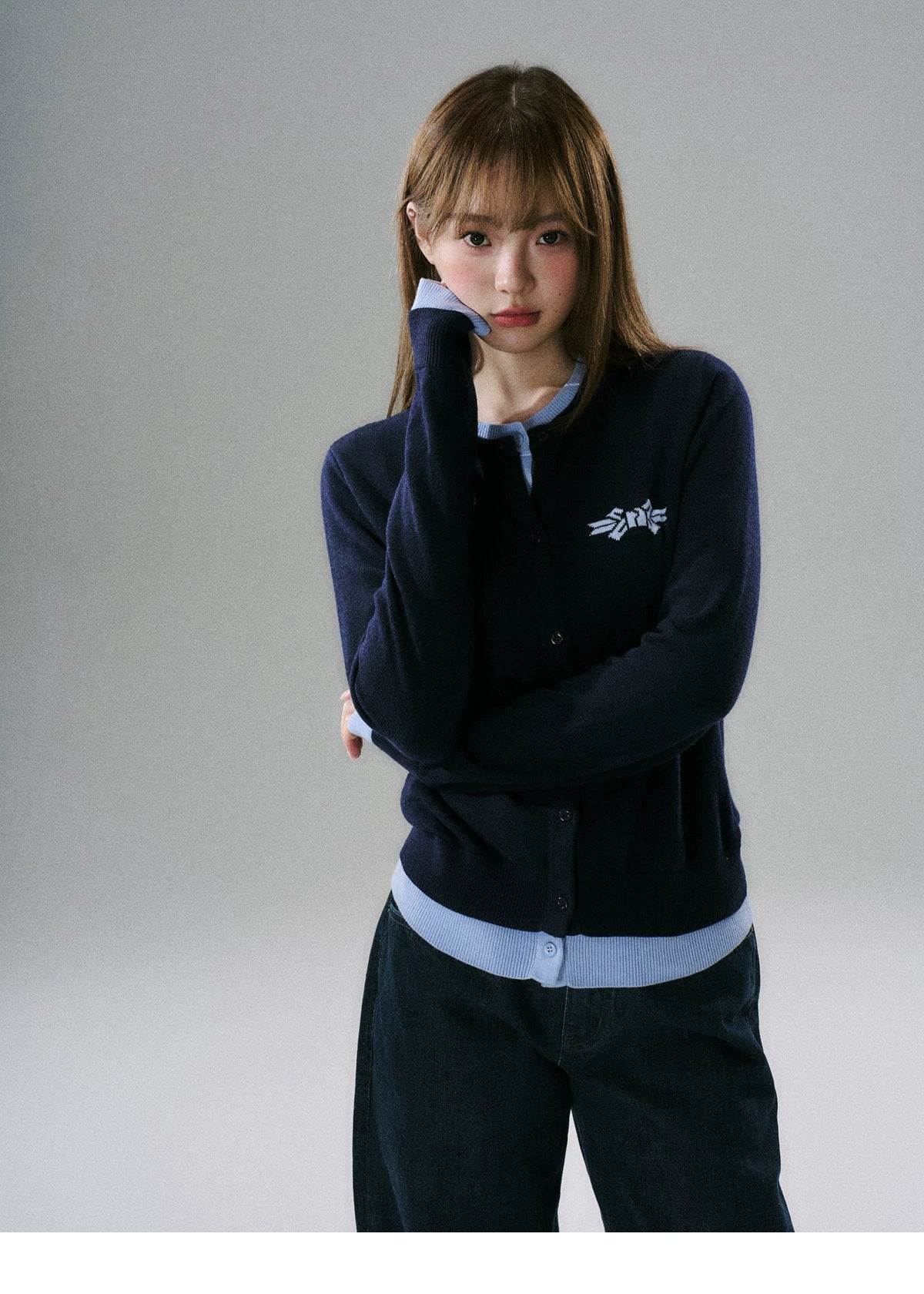 Logo Embroidery Knit Cardigan