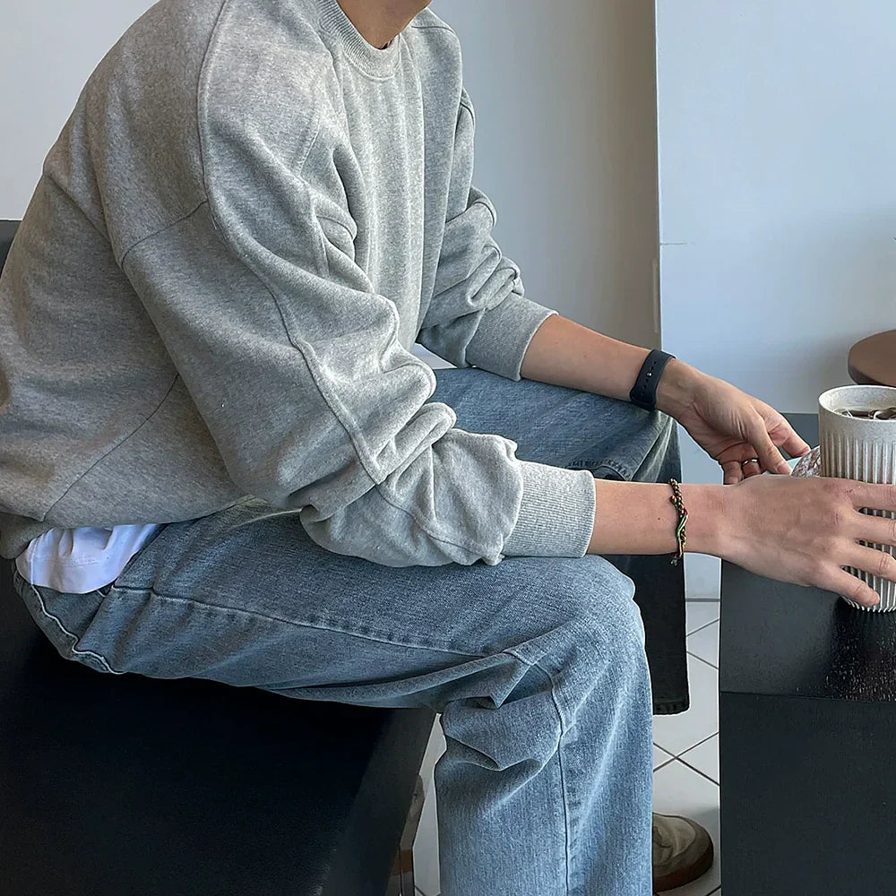 Round Neck Oversize Pullover Sweatshirt